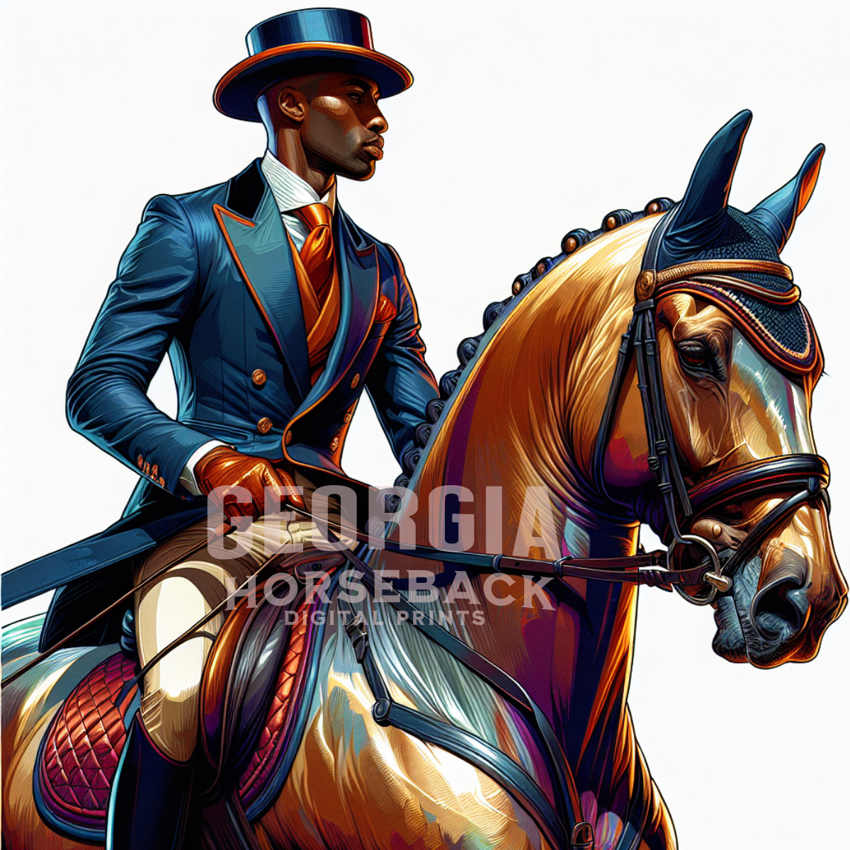 Black male rider printable image | DIGITAL DOWNLOAD | Equestrian wall art | African American male equestrian art print