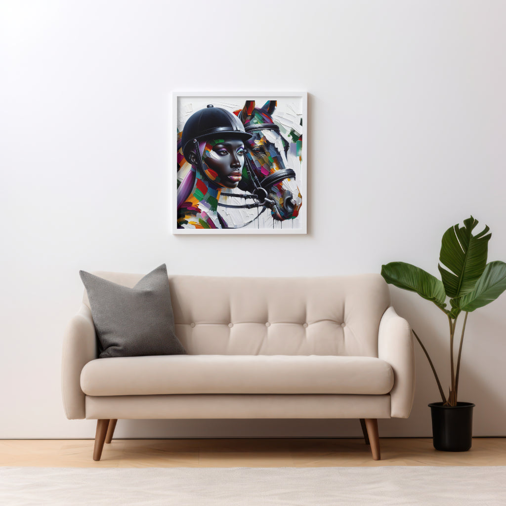 Black woman rider printable image | DIGITAL DOWNLOAD | Equestrian wall art | African American woman equestrian art print