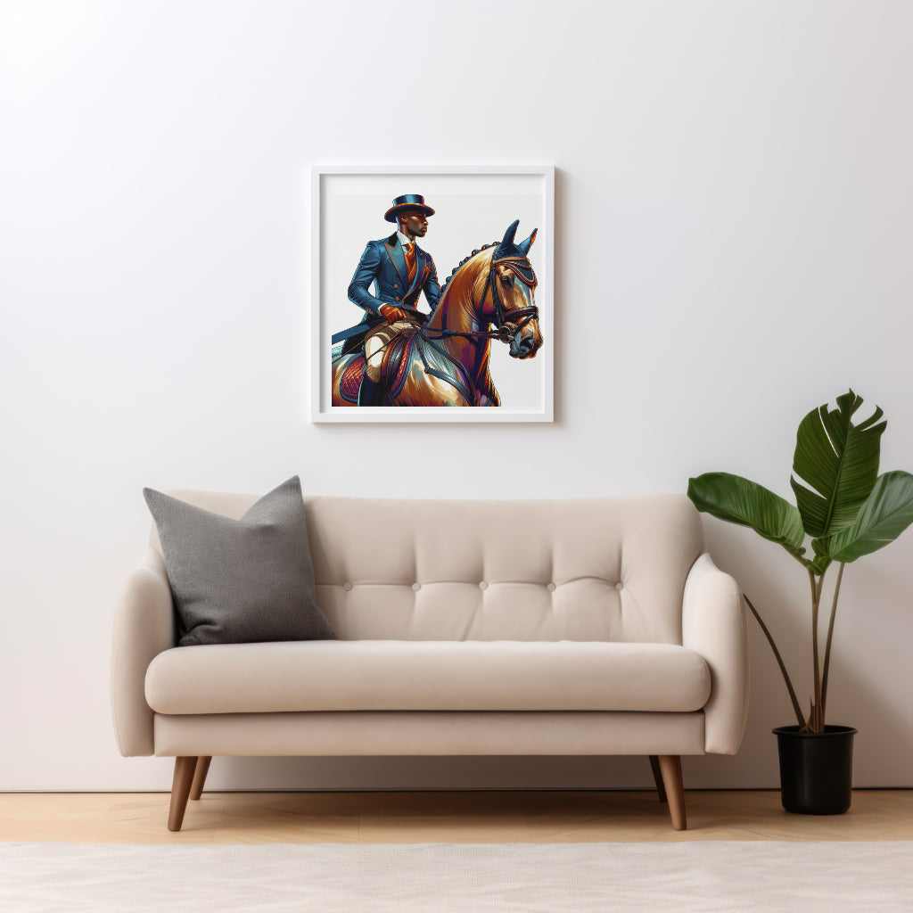 Black male rider printable image | DIGITAL DOWNLOAD | Equestrian wall art | African American male equestrian art print