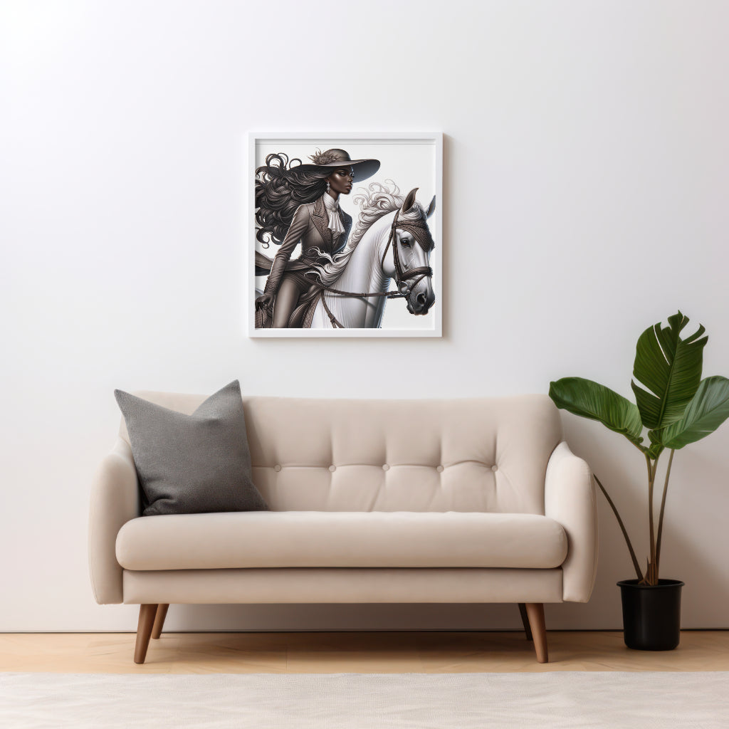 Black woman rider printable image | DIGITAL DOWNLOAD | Equestrian wall art | African American woman equestrian art print