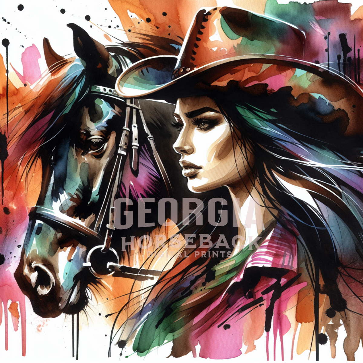 Cowgirl rider printable image | DIGITAL DOWNLOAD | Equestrian wall art | Female equestrian art print