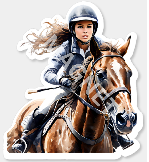 Car Magnet - English Female Horse Rider Magnet - 5.45 x 6.17"