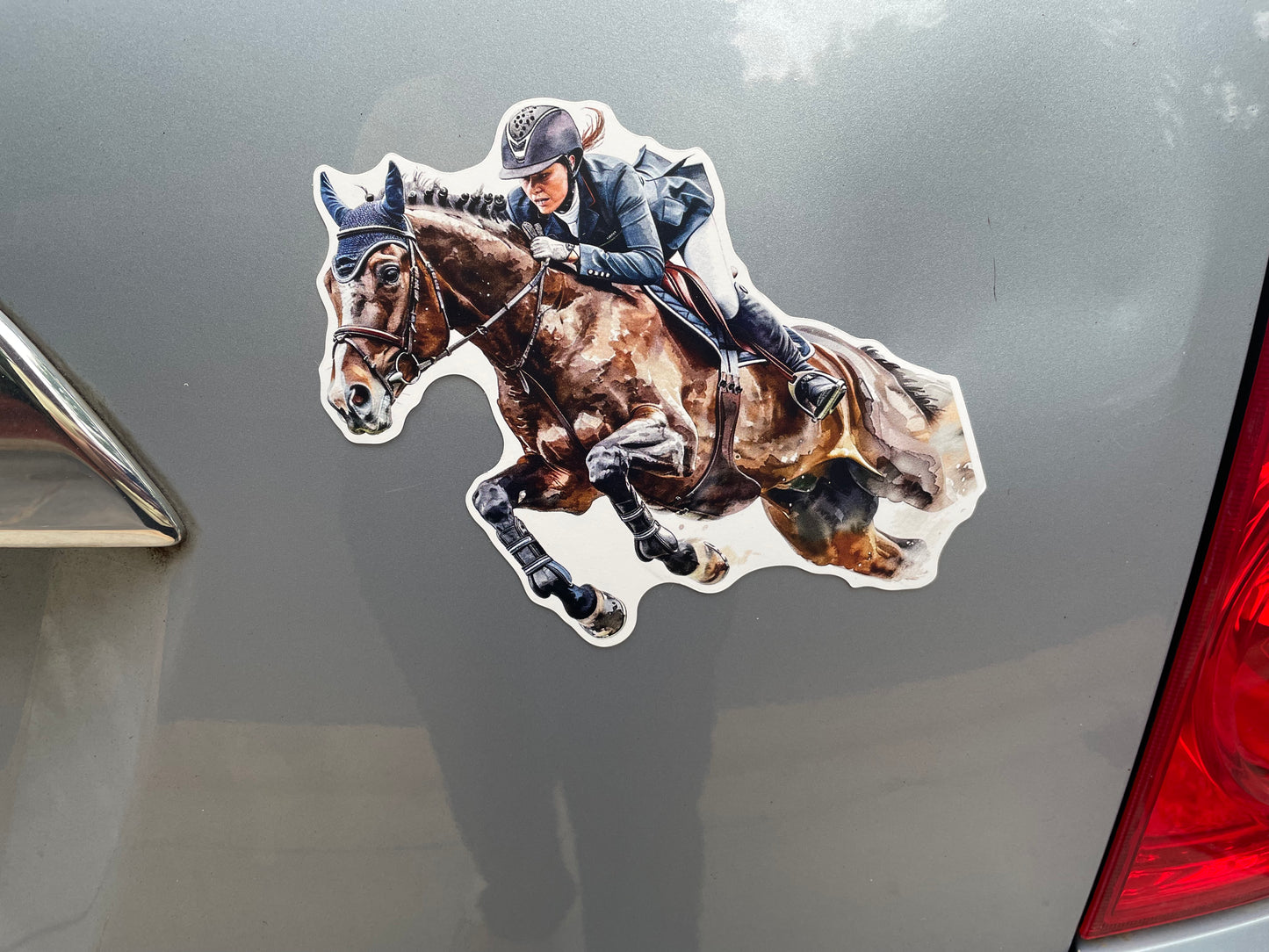 Car Magnet - English Rider Horse Jump Magnet - 6 x 5.81"