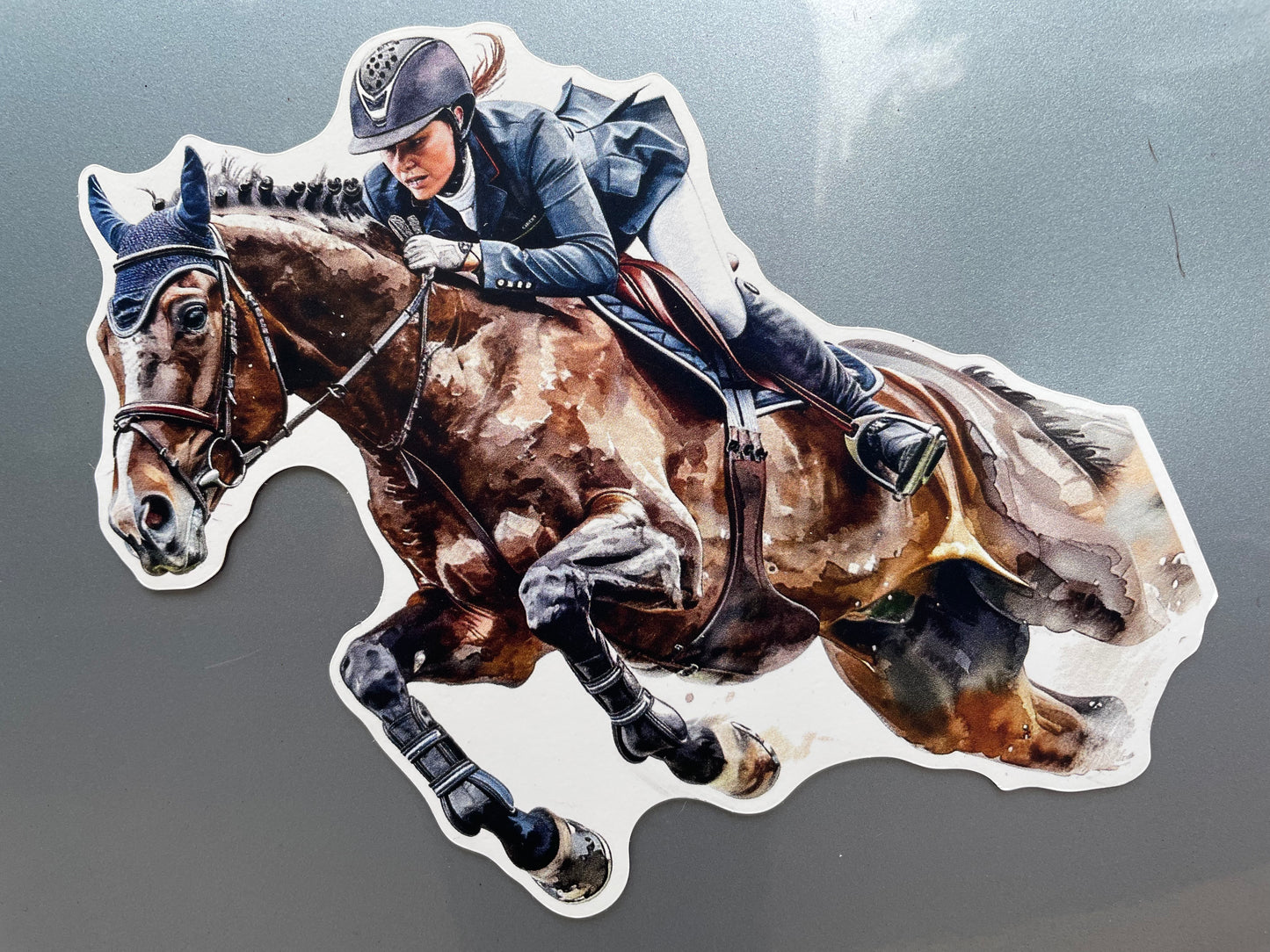 Car Magnet - English Rider Horse Jump Magnet - 6 x 5.81"