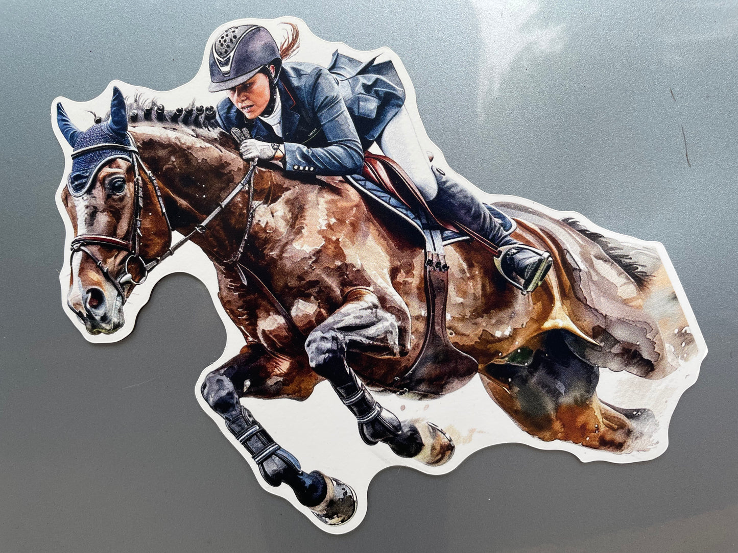 Car Magnet - English Rider Horse Jump Magnet - 6 x 5.81"