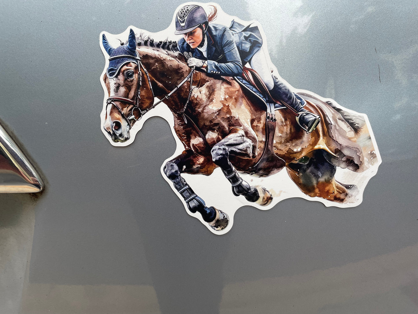 Car Magnet - English Rider Horse Jump Magnet - 6 x 5.81"