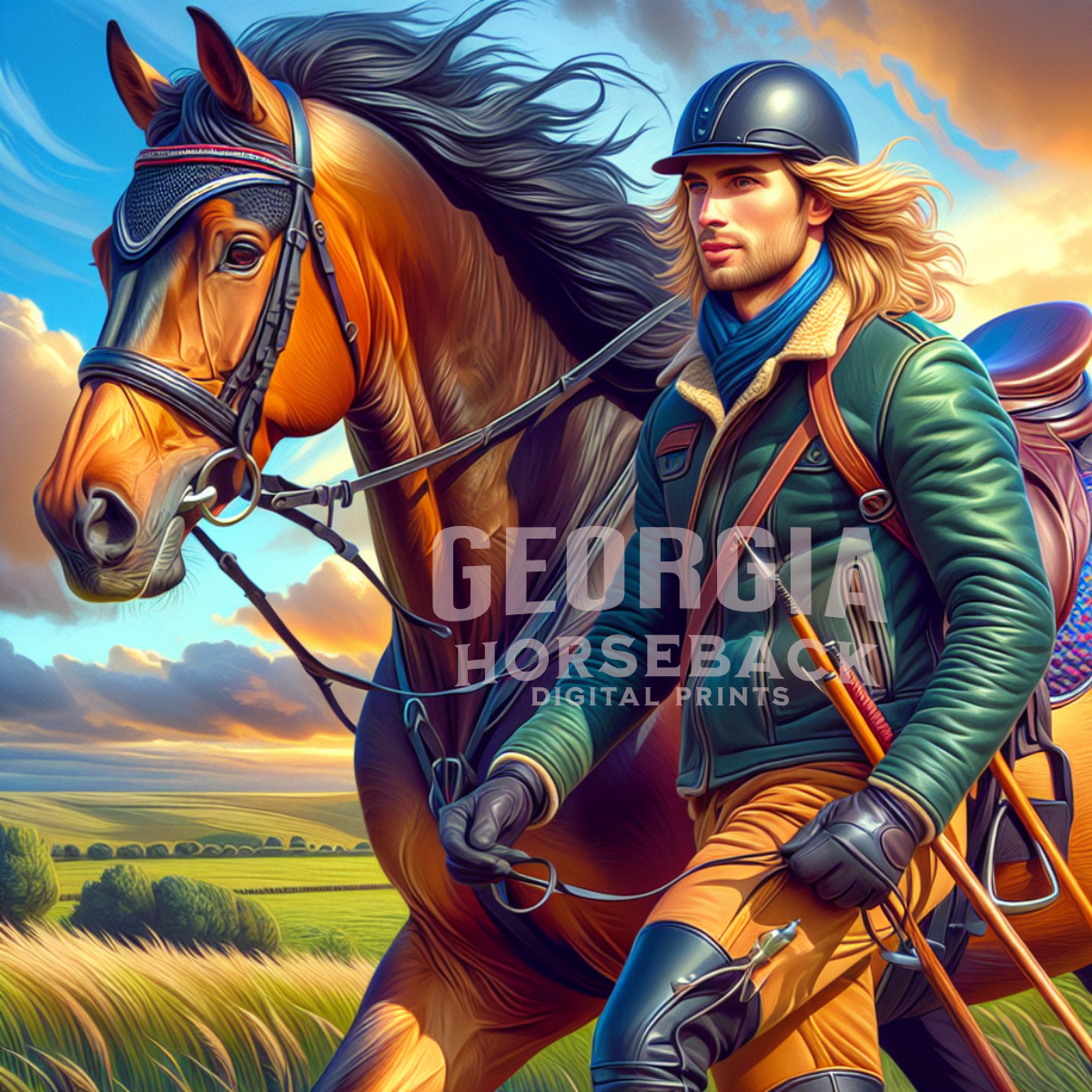 Handsome Male rider printable image | DIGITAL DOWNLOAD | Equestrian wall art | Male equestrian art print